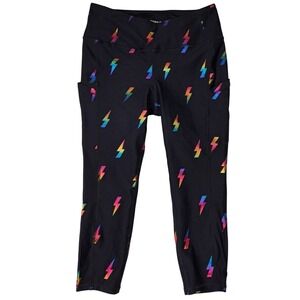 Torrid Active Leggings Womens 1x Black Rainbow Lightning Bolt Capri Pants Active